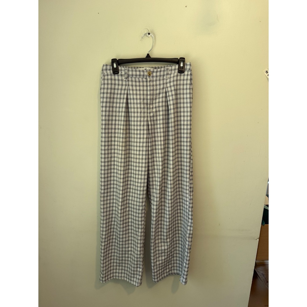 Hollister Womens Ultra High Rise Wide Leg Plaid Trousers Blue Black Size S
